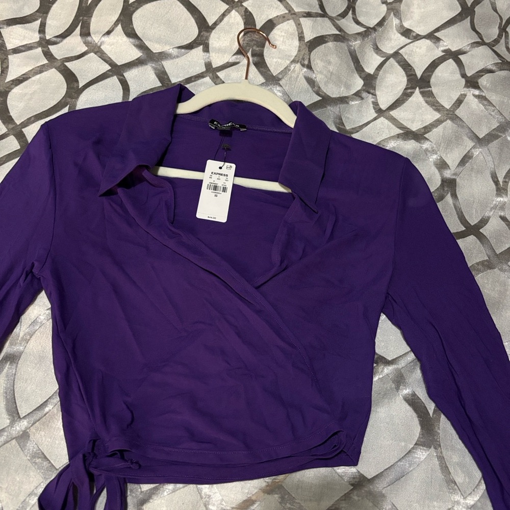 Express Deep Purple Women's Wrap Blouse